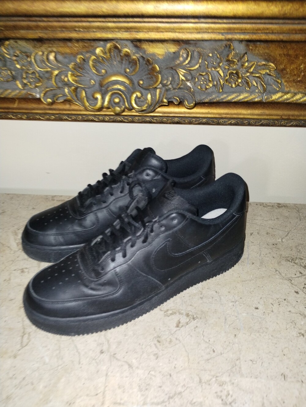 Nike Air Force 1 Black Low-Top Leather Sneakers